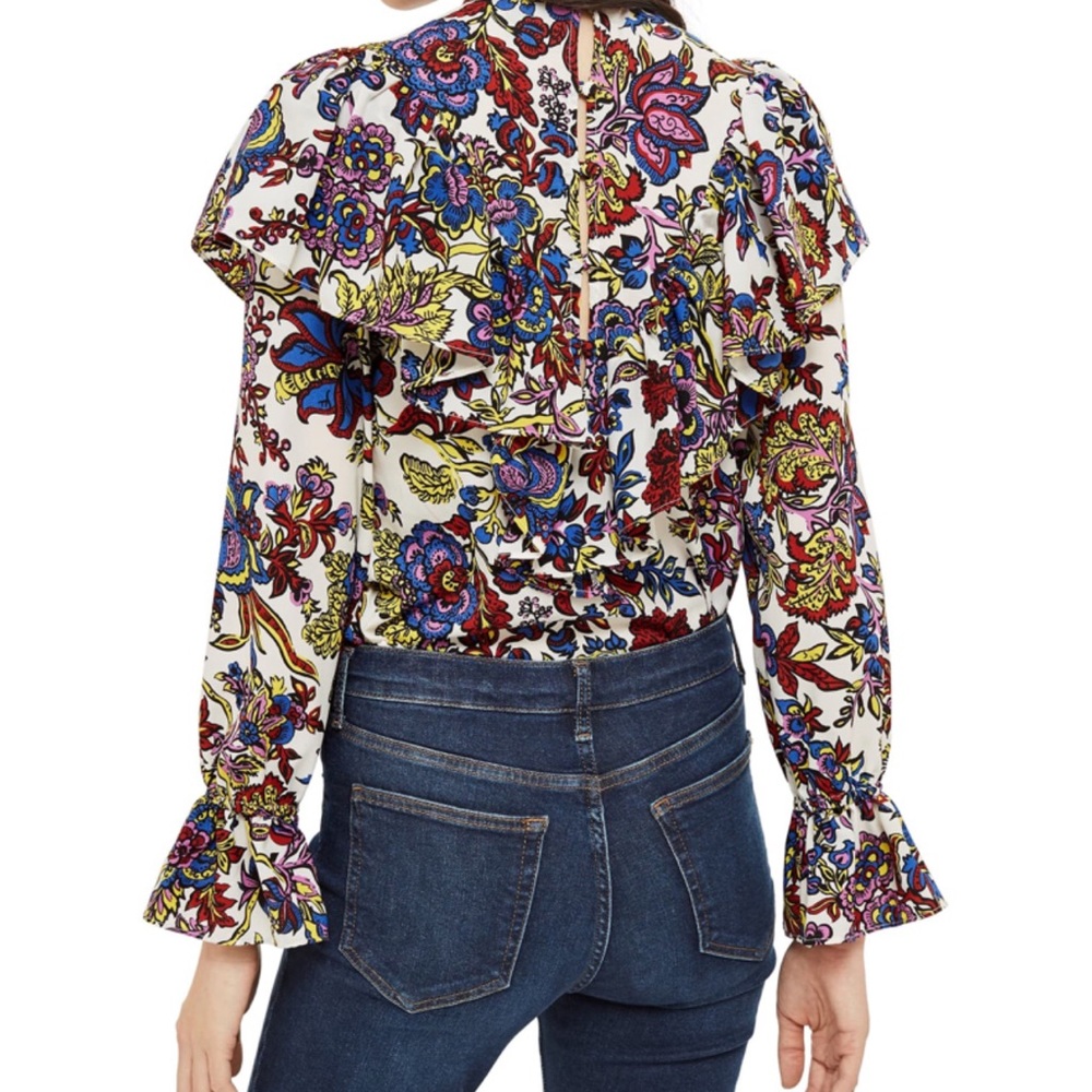 TOPSHOP Floral Ruffle Top - Picture 2 of 8